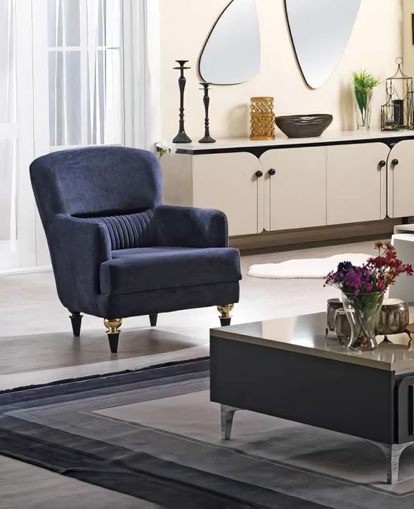 Blue Armchair Living Room Upholstered Furniture Interior Luxury Modern Upholstery Seat