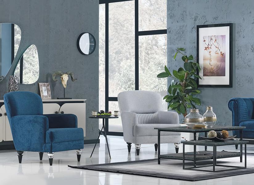 Hotel Furniture Lounge Club Chair Design Cinema Lobby Furniture 2-piece Set Gray