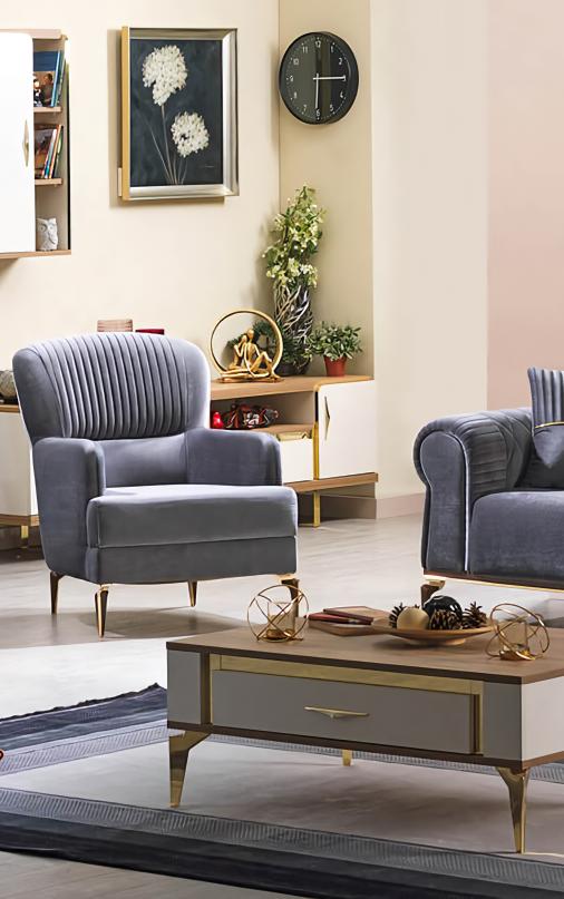 Gray lounge chair living room seat upholstered single seat lounge club furniture