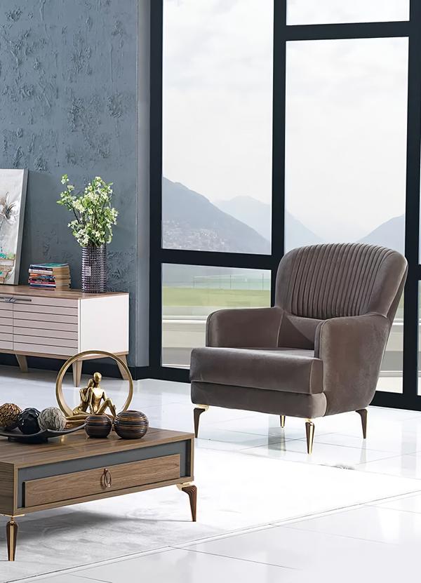 Living Room Armchair Modern Design Upholstered Furniture Luxury Seating Decor