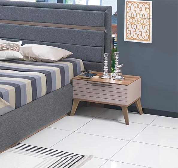 Luxury beige bedside table bedroom wooden furniture accessory