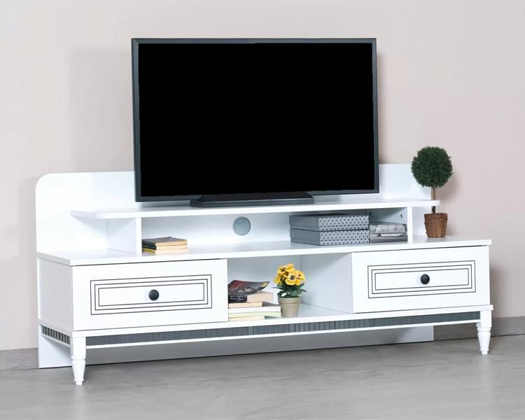 Living Room TV Stand Design White Wooden Furniture Modern Interior