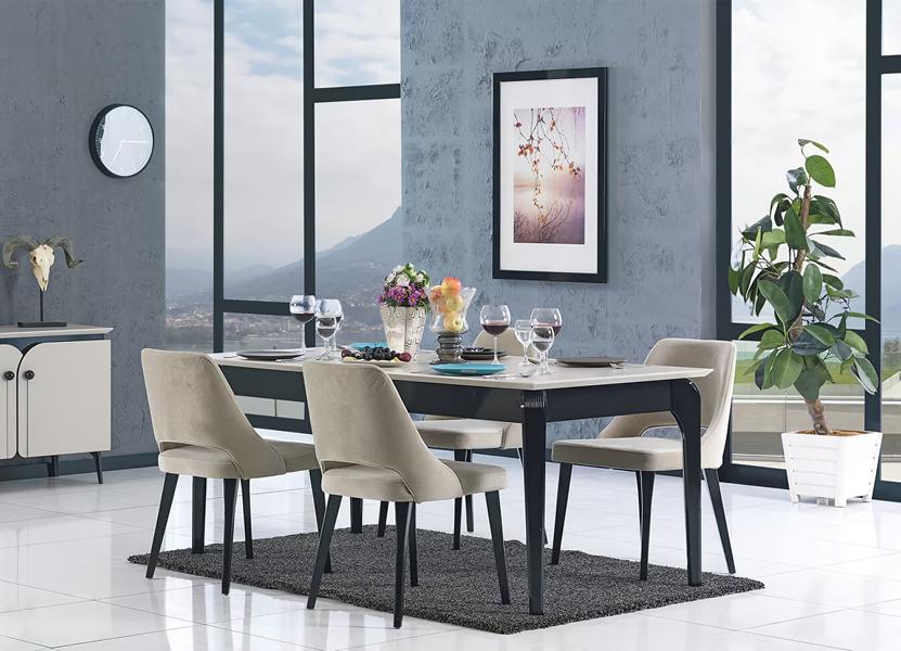 Dining table dining group dining set upholstered chairs table + 4 x armchairs dining room set
