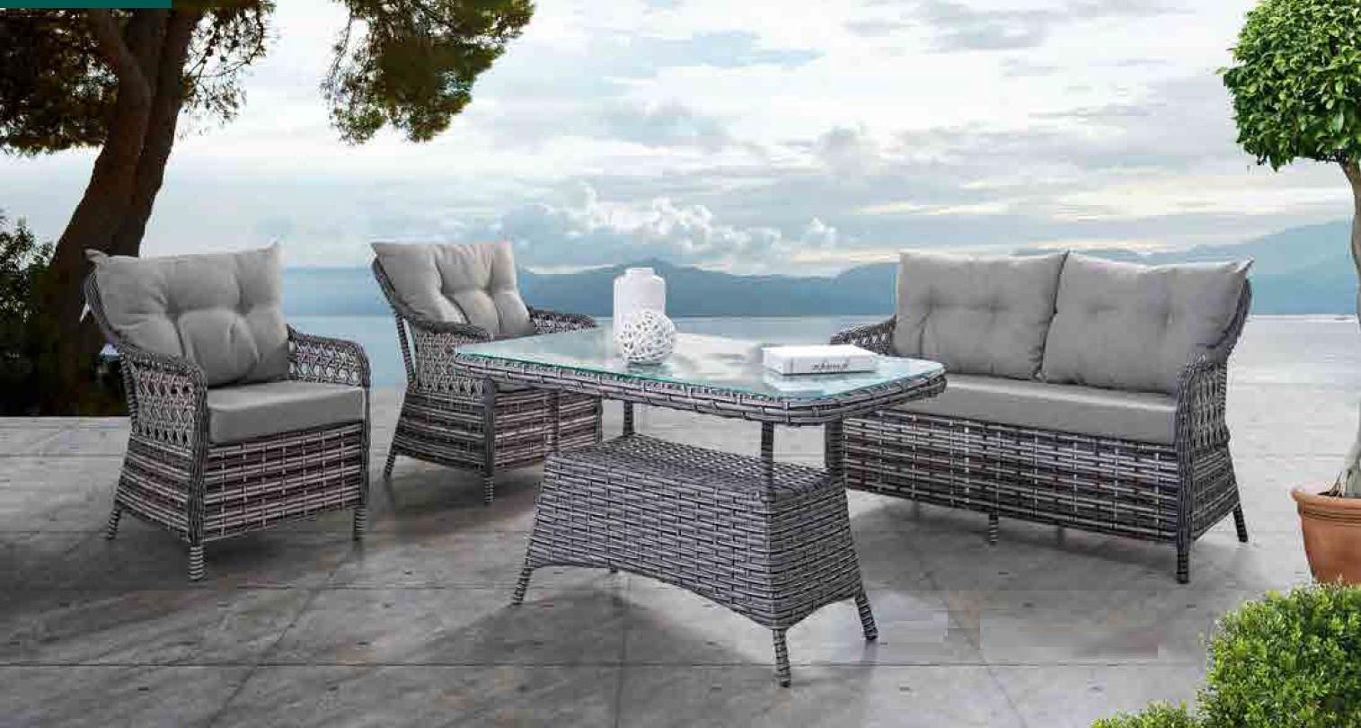 Modern garden furniture luxury sofa set table stool armchair seating group