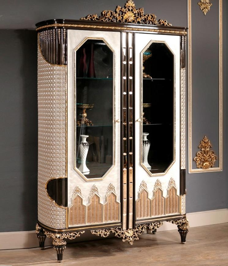 Classic Display Cabinet Luxury Wooden Showcase Designer Glass Door Cabinet