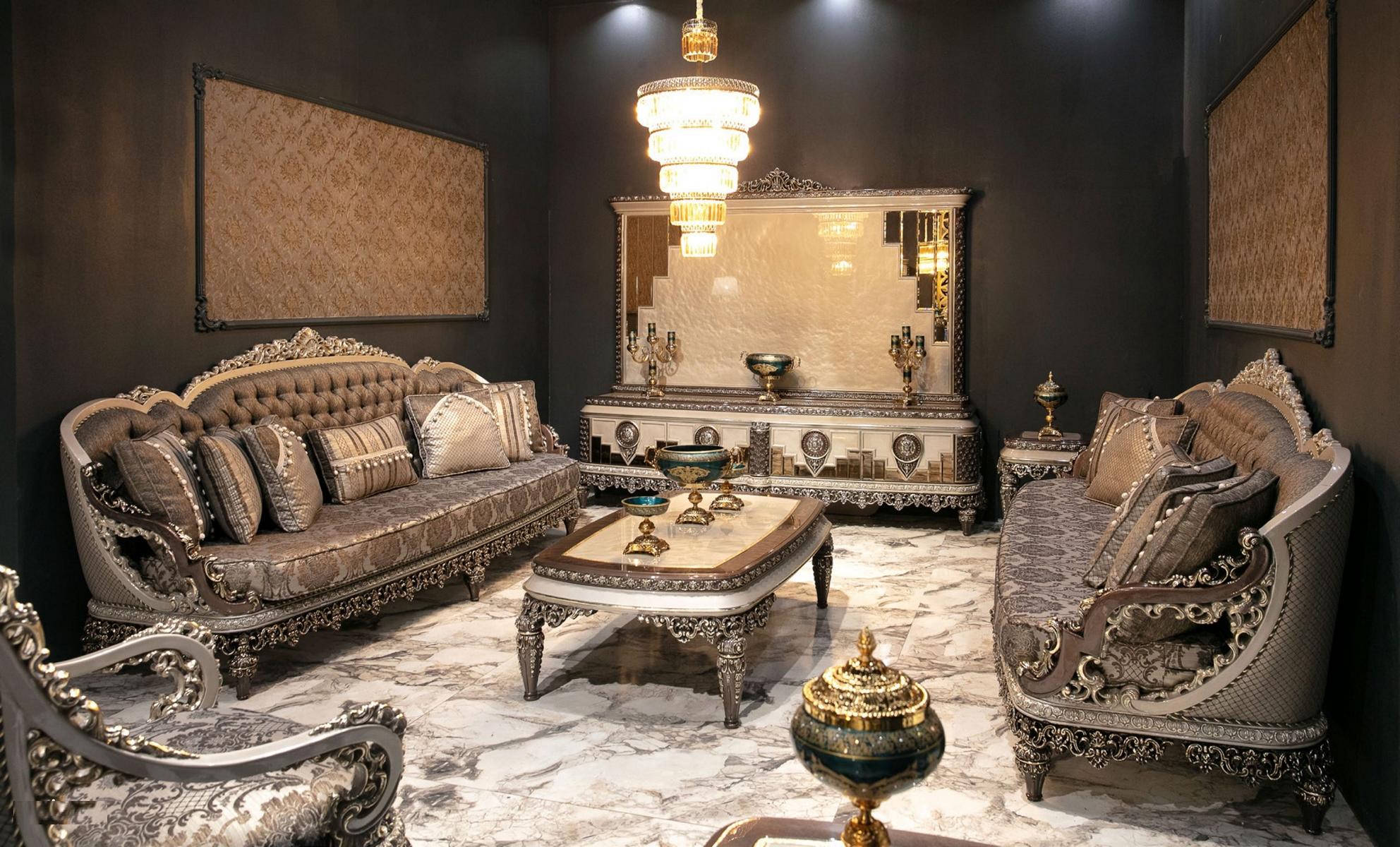 Luxury sofa set 3+3 coffee table sofa couch modern gray set new