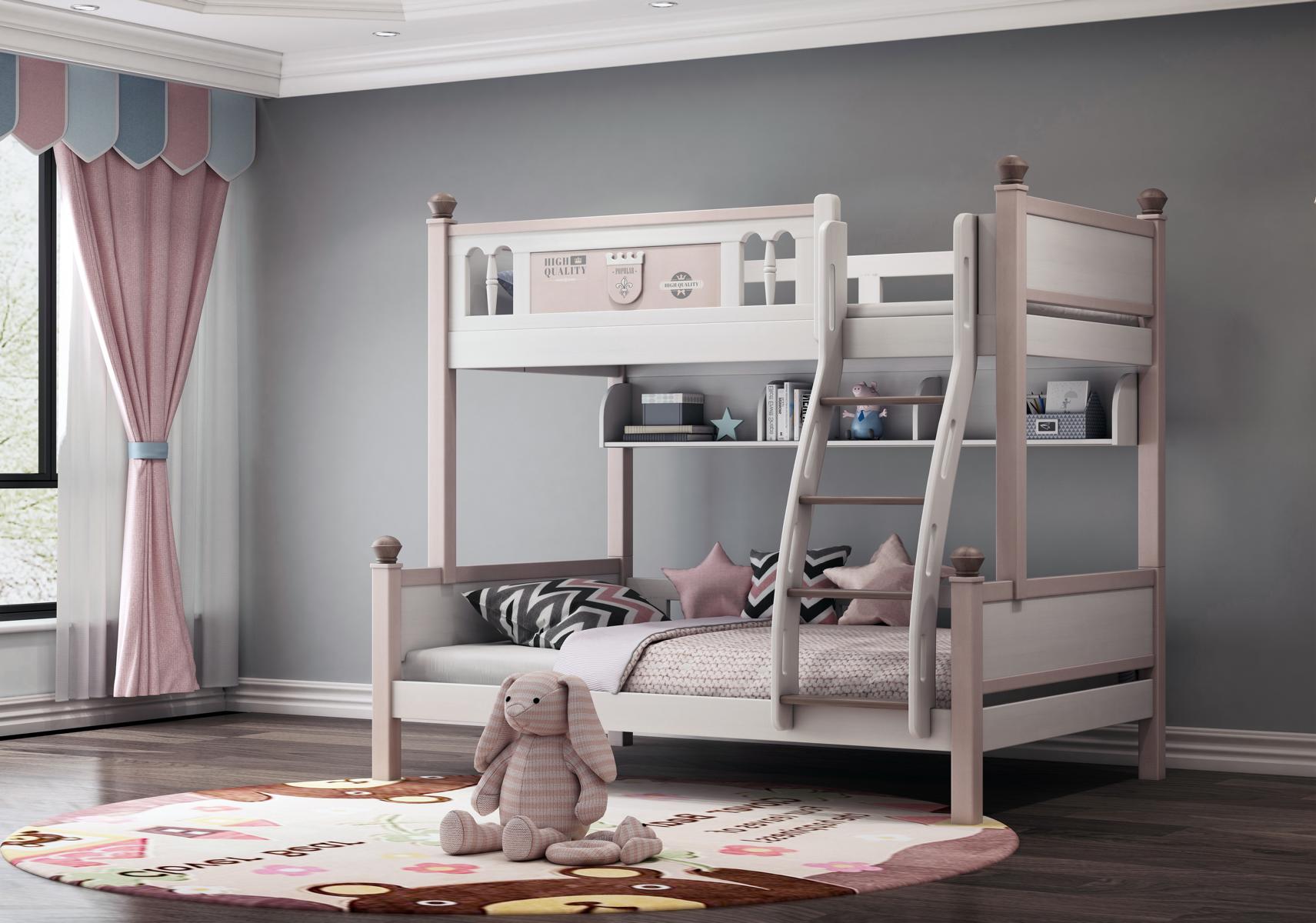 Bunk bed two-tier bunk bed high gloss natural loft bed children\'s bed tier beds bed