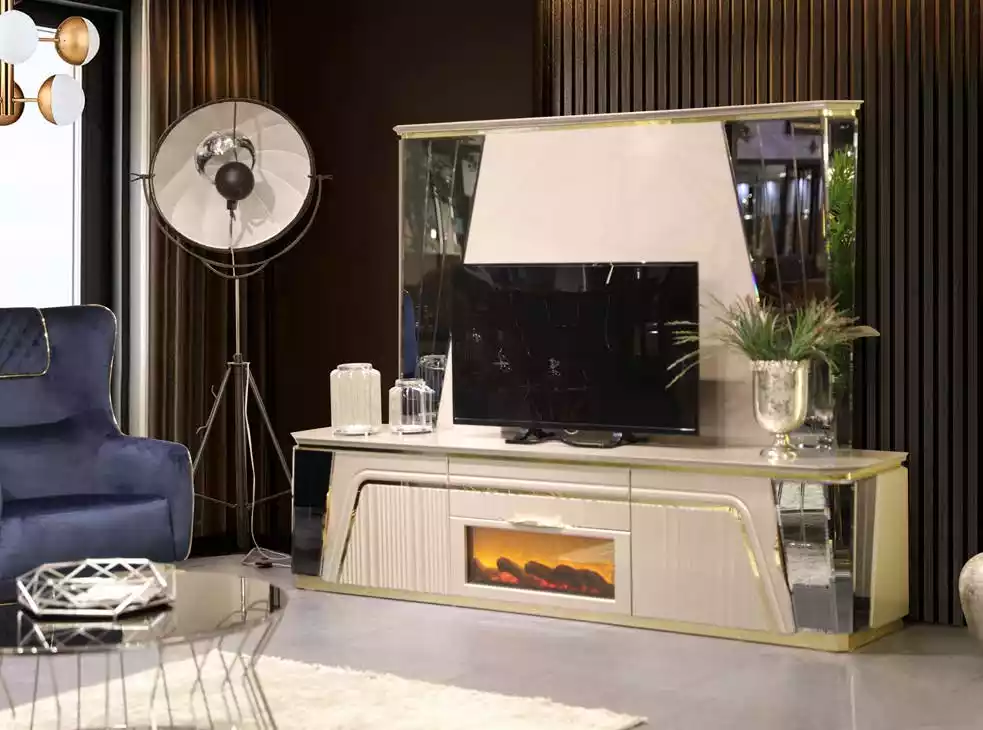 Living room wall unit TV wall wooden modern style furniture TV stand luxury interior design