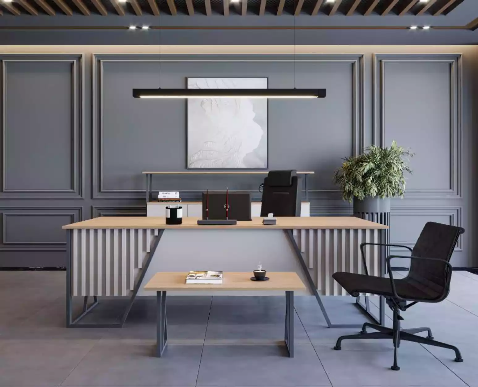 Hell Gray Office Furniture Office Furniture Set Table Desk Cabinet 3-piece