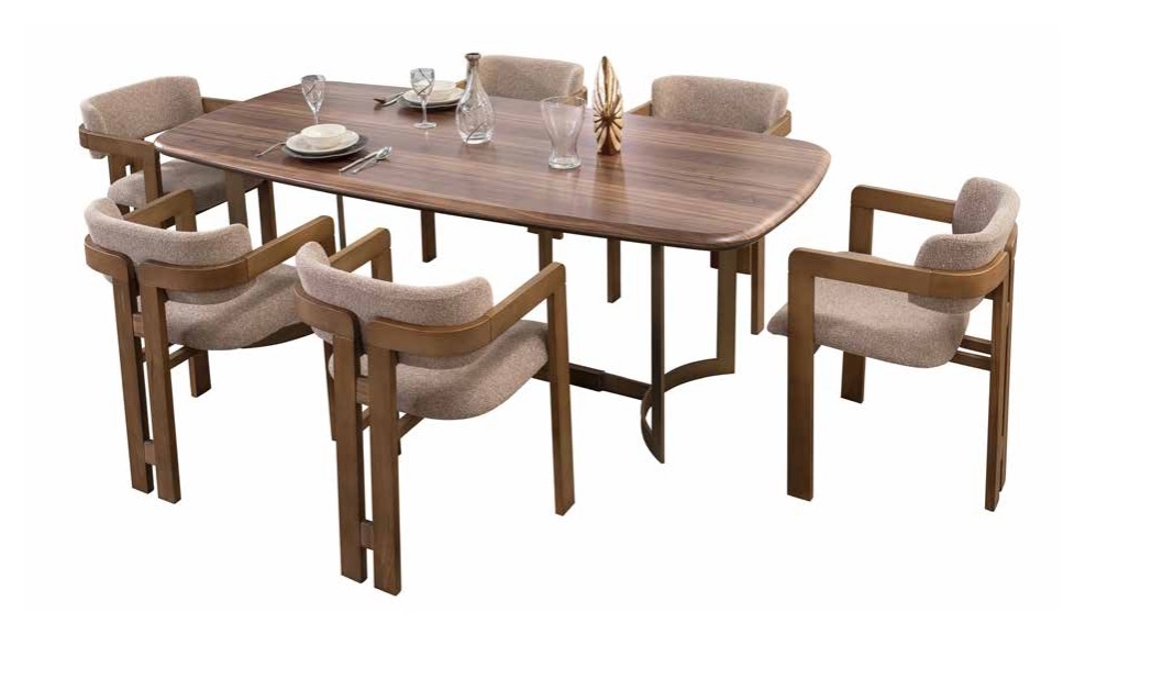 Brown dining room set designer upholstered chairs dining table dining group