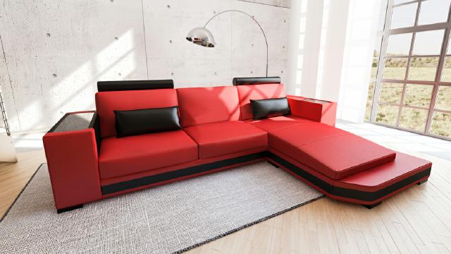 Leather textile corner sofa set, living landscape, couch, upholstered corner.