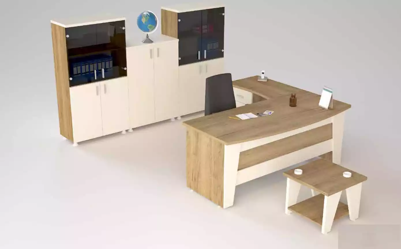 Office furniture corner desk desk coffee table 3x filing cabinets 6-piece set