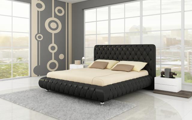 Waterbed Complete Leather Bed Upholstered Bed with Mattress Chesterfield Bed Beds