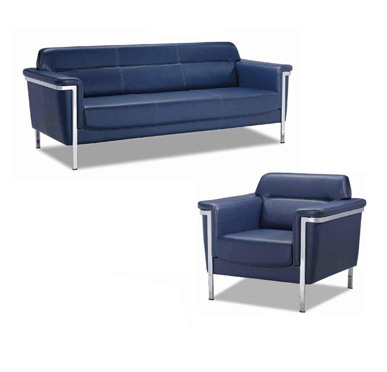 Sofa set 3+1 seating arrangement sofa sofas leather armchair luxury blue