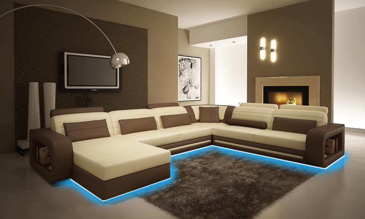 XXL Sofa Upholstery Set Big Leather Textile Fabric Corner Living Room Sofa