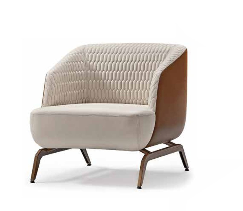 Luxurious White Armchair Designer Relax Single Upholstered TV Chair