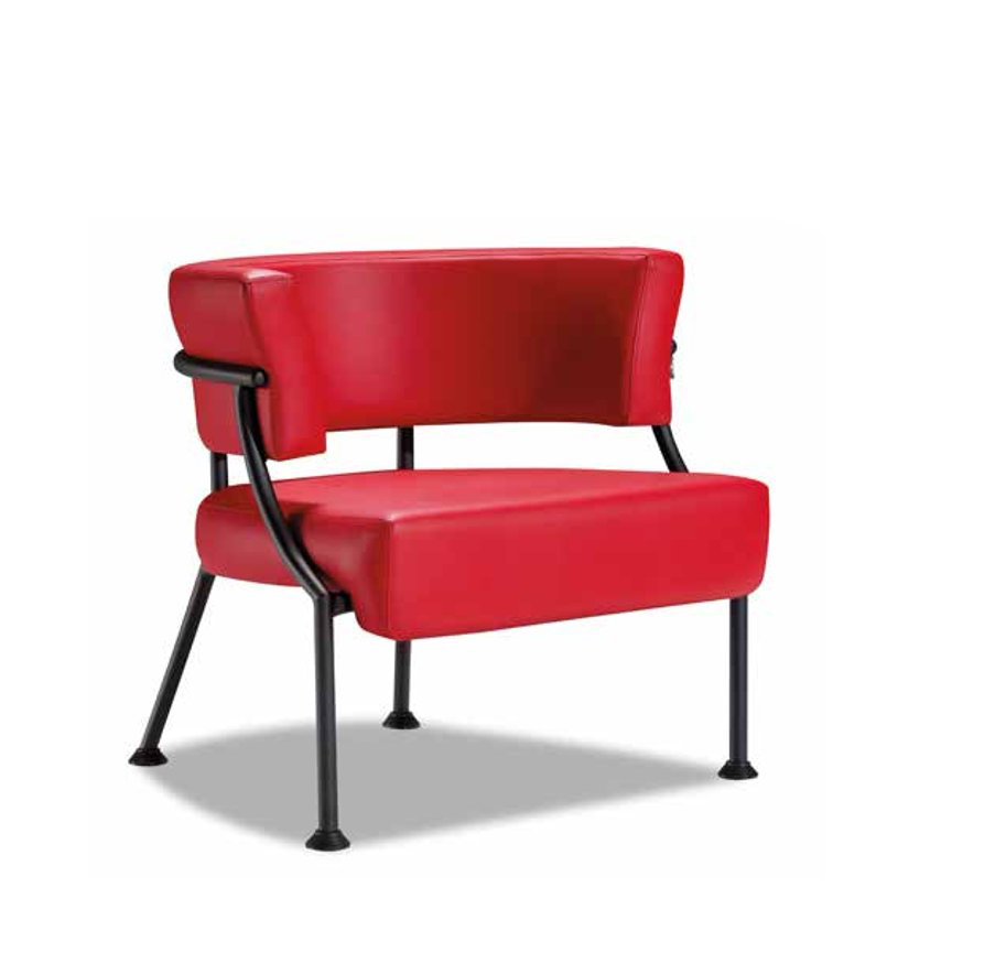 Luxurious Red Armchair Designer Leather One-Seater Upholstered Club Chair