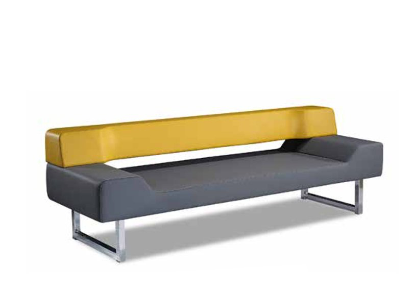 Sofa 3-Seater Designer Couch Yellow Upholstered Furniture Office Bench Waiting Room