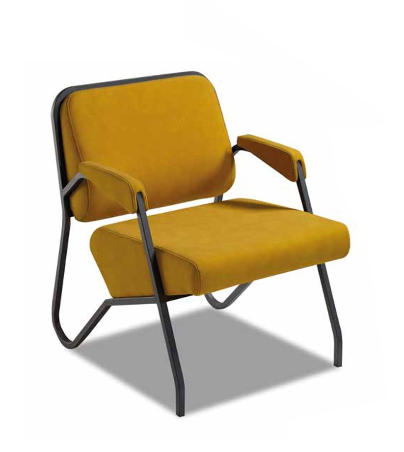 Exclusive yellow single-seater living room upholstered armchair designer fabric furniture