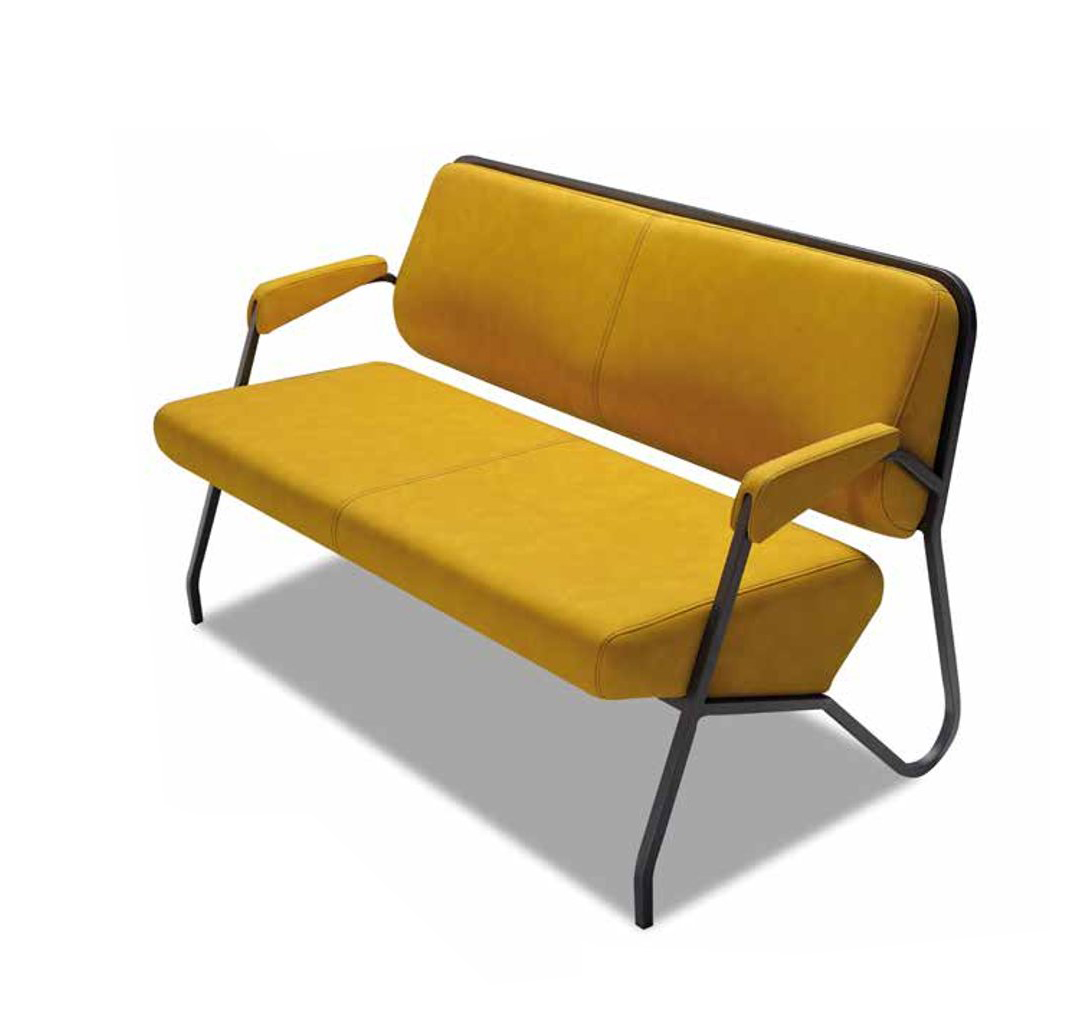 Modern yellow two-seater living room designer leather sofa 2-seater furniture