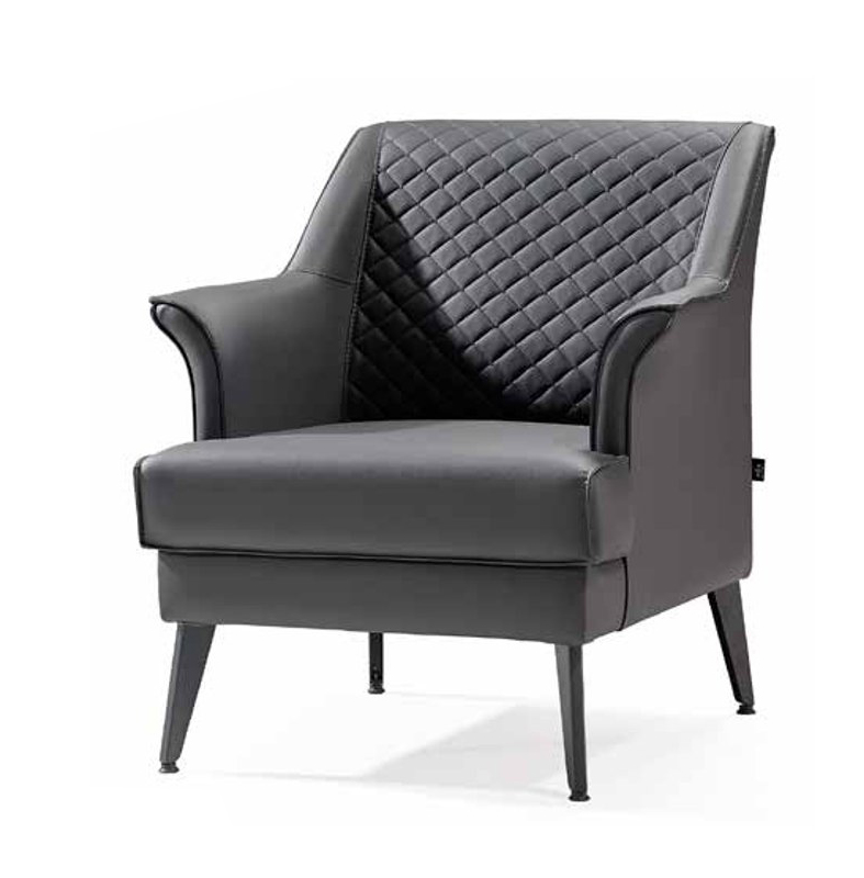 1-Seater Chair Leather Upholstered Modern Furniture Design Luxury Gray