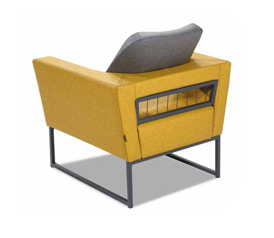 Yellow upholstered armchair luxurious single seat designer living room 1-seater