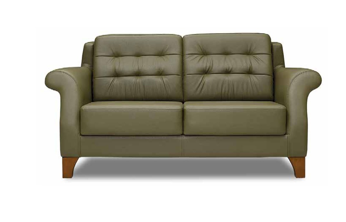 Design Two-Seater Furniture 2-Seater Sofa Couch Upholstered Living Room Green Wood