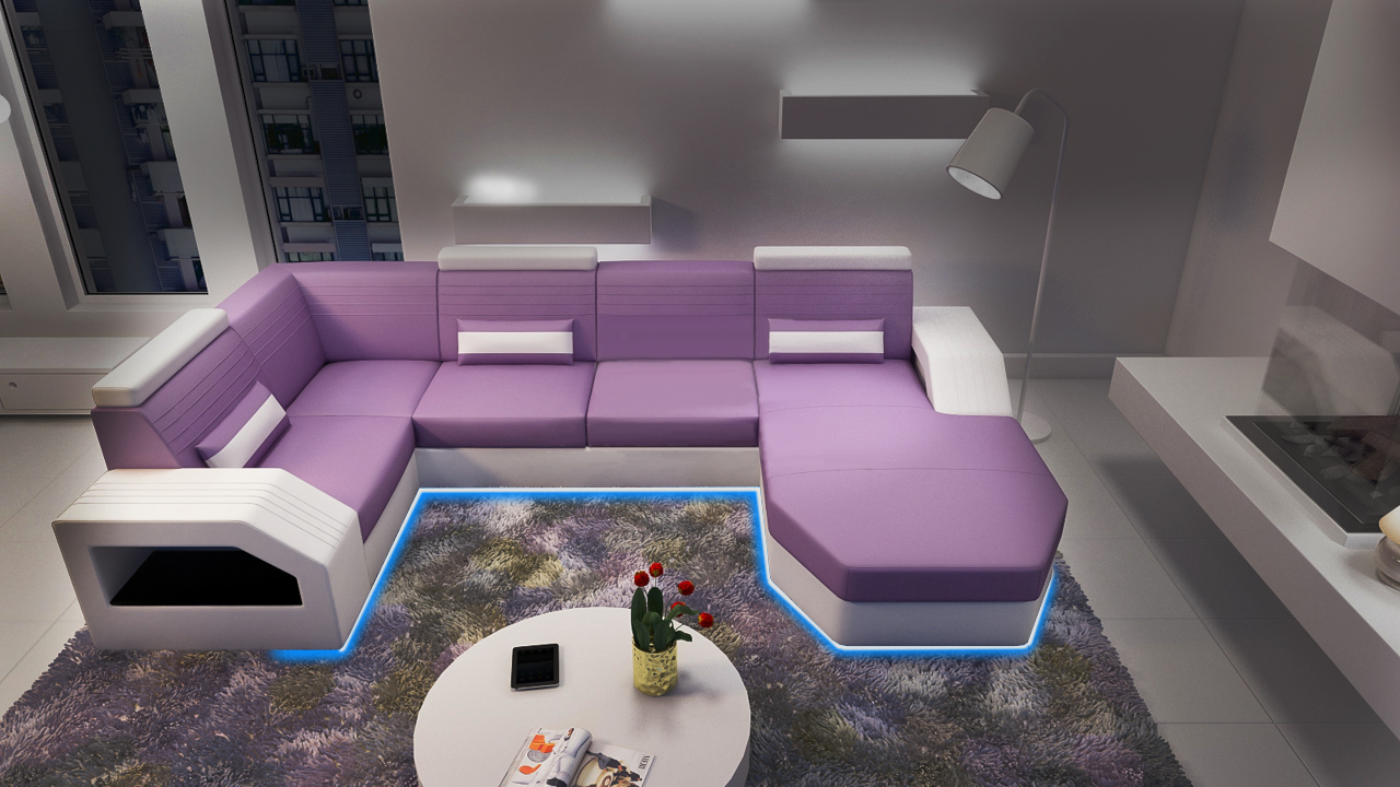 Designer leather fabric textile upholstery furniture living landscape new sofa corner sofa