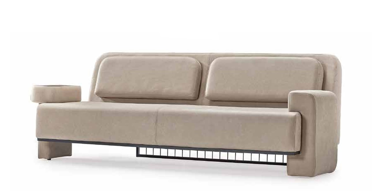 Relax sofa design couch upholstery furniture three-seater xxl big sofas beige 223cm
