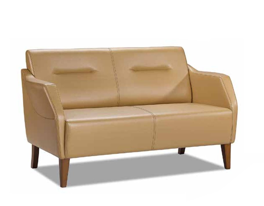 Modern living room furniture three-seater sofa 3 with leather upholstery in beige color.