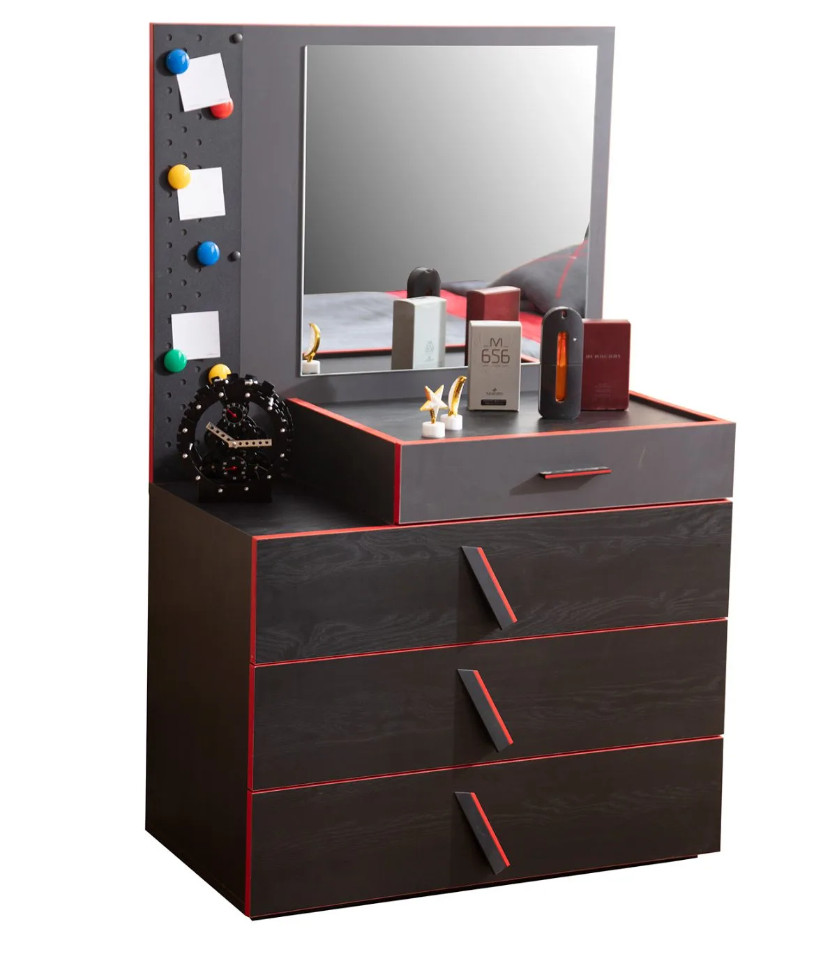 Exclusive black-red chest of drawers designer children\'s room wooden console mirror