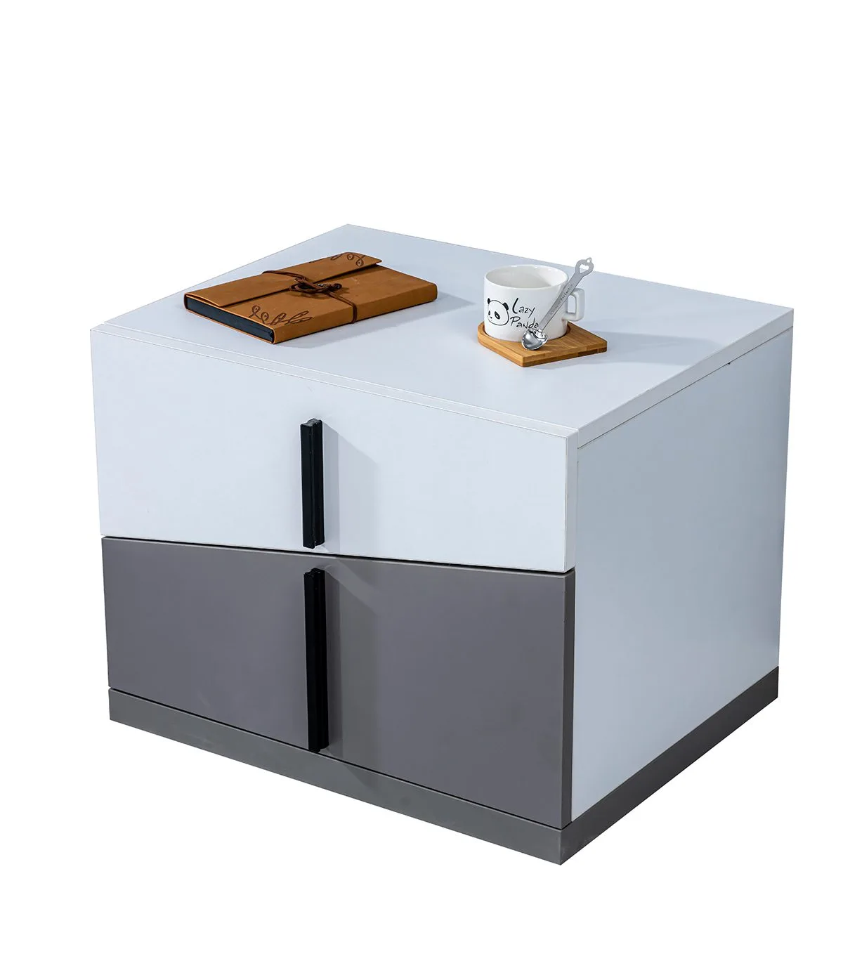 Stylish gray and white bedside table modern bedroom wooden nightstand