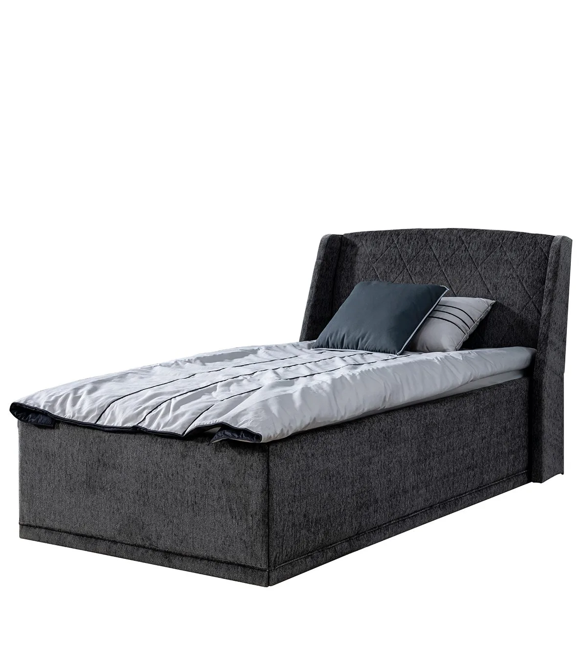 Gray children\'s single bed luxury youth room furniture wooden bed frame