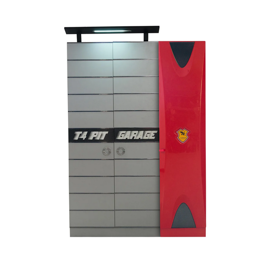 Gray-Red Wardrobe Children\'s Room Furniture Noble 3-Door Wooden Wardrobe