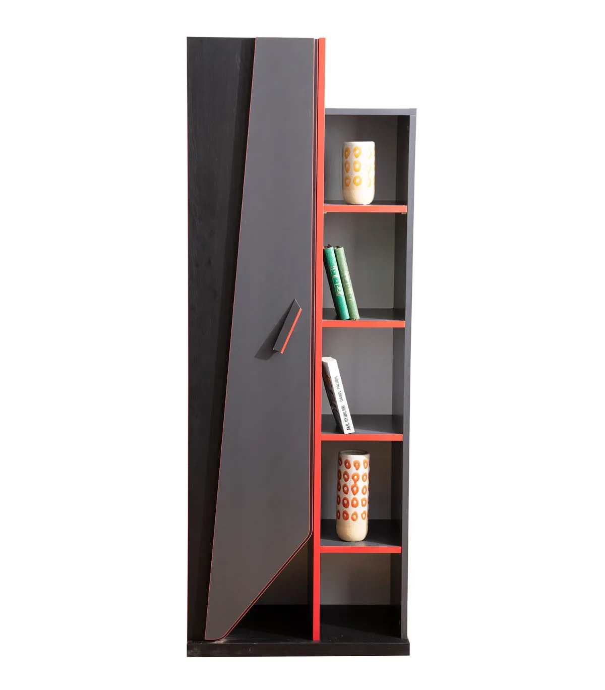 Youth Room Black-Red Bookshelf Designer Children\'s Room Wooden Shelf
