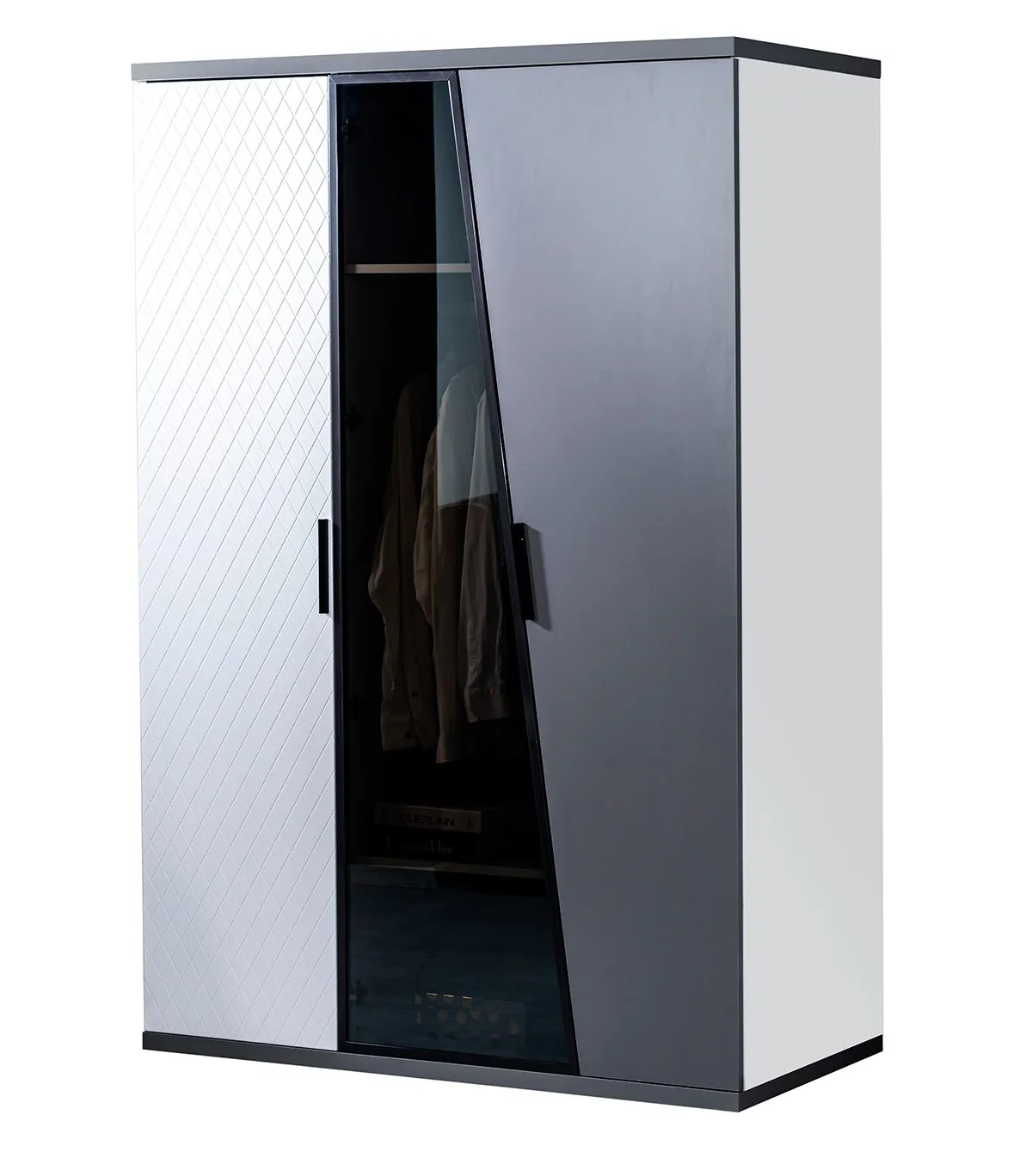 Gray-white wardrobe youth room cabinet luxurious wooden wardrobe