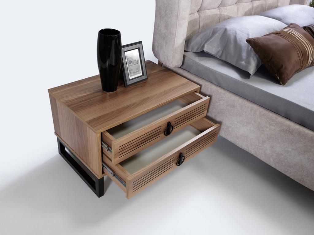 Bedroom Nightstand Design Side Table Wood with Metal Luxury New
