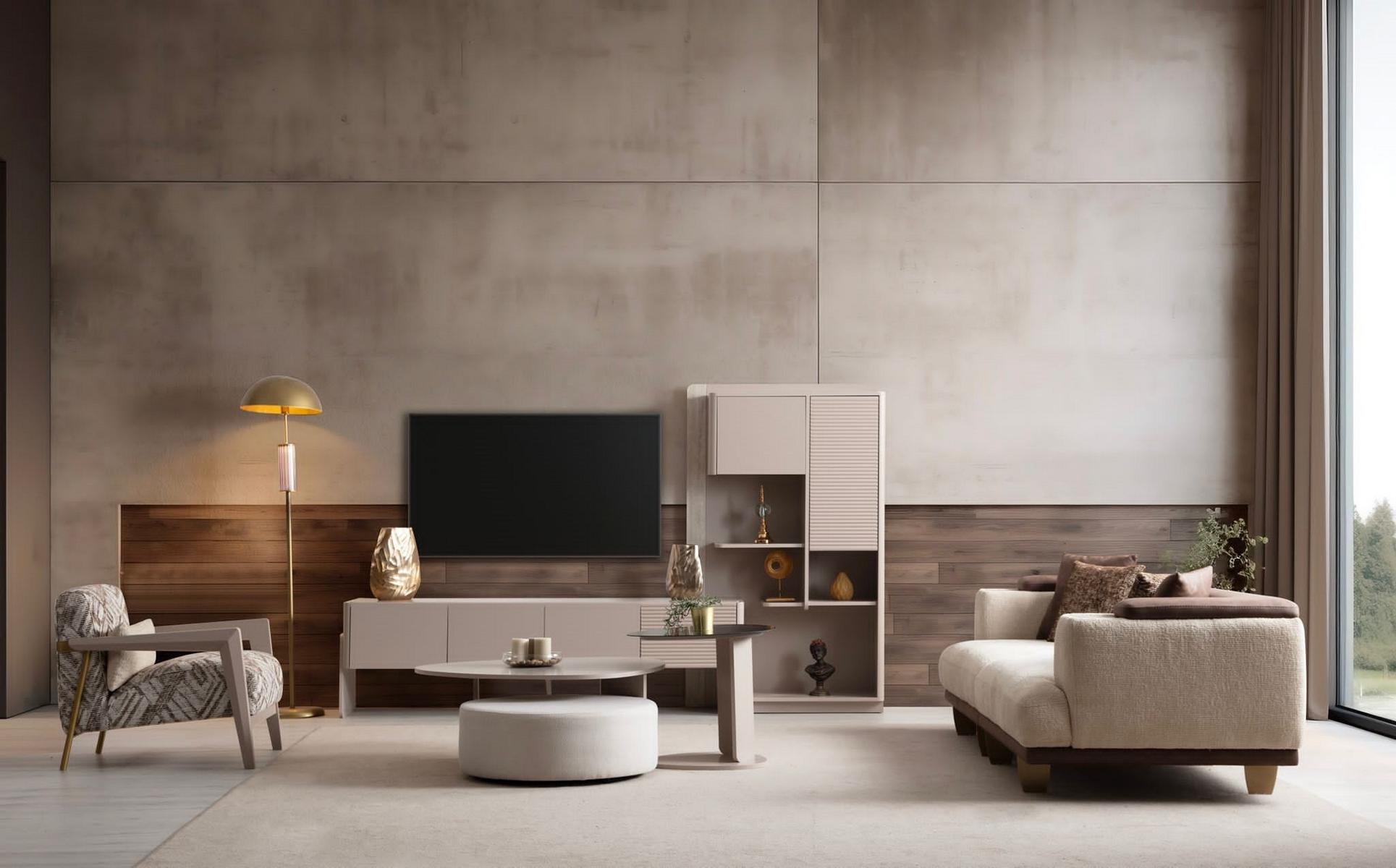 Complete living room set 3-seater coffee table stool armchair 5 pieces