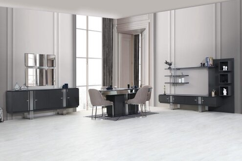 Designer dining room furniture luxurious dining table chairs sideboard 7-piece set