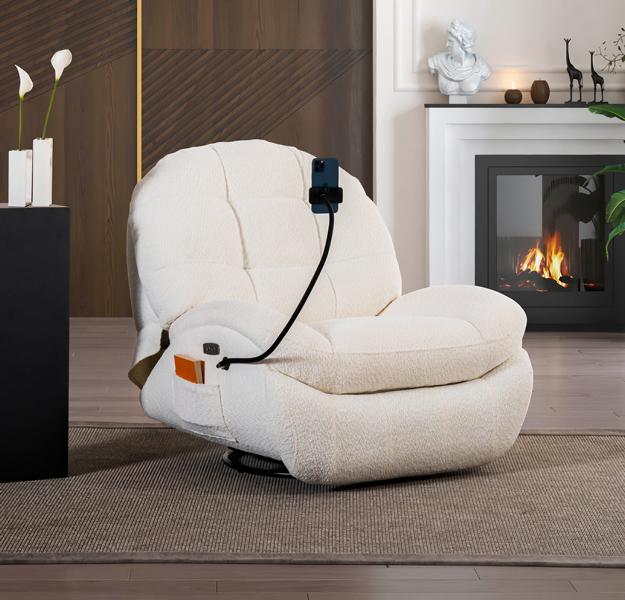 Adjustable Luxury Armchair Relax Lounge Cinema Upholstered Rotatable Recliner Textile