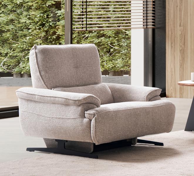 Beige armchair textile living room single seat waiting room furniture lounge club