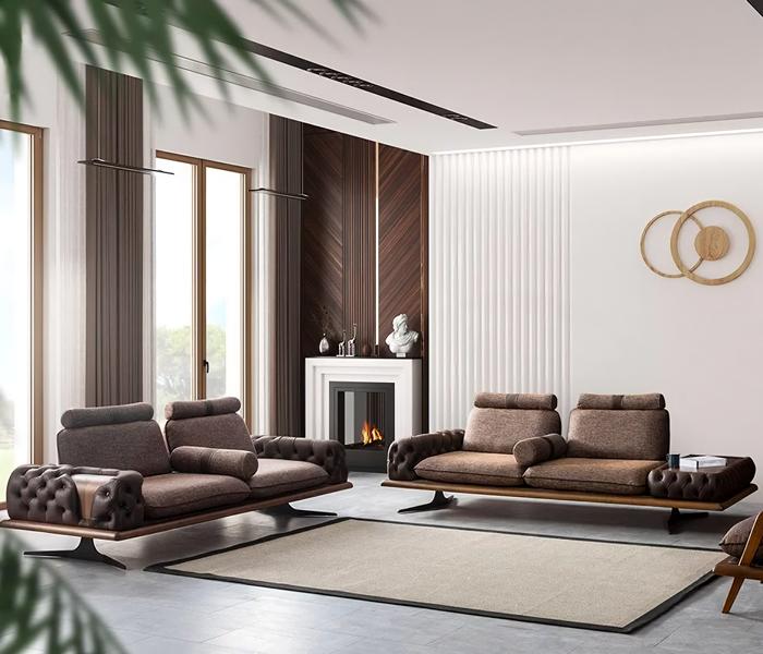 Luxury sofa set Loft furniture modern couches Chesterfield 3+3 seater