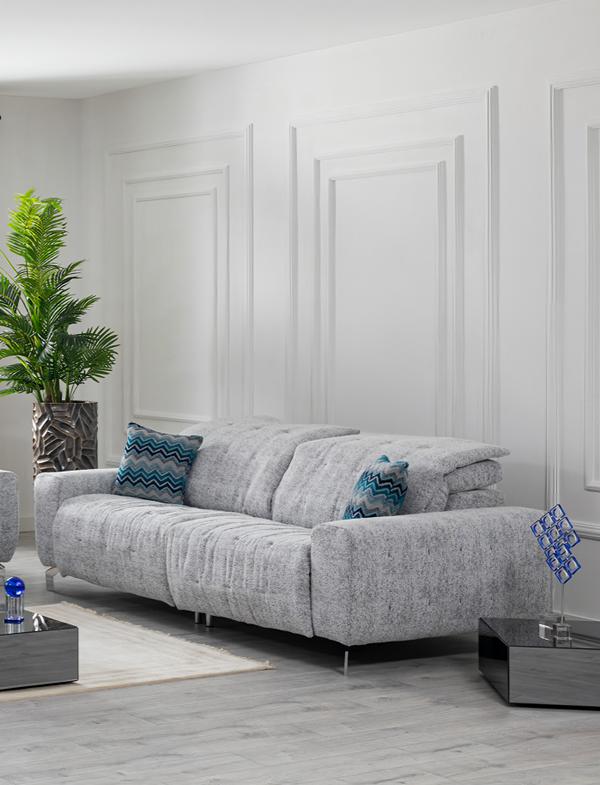 Sofa 3-seater sofa couch upholstery living room gray 230cm adjustable multifunctional