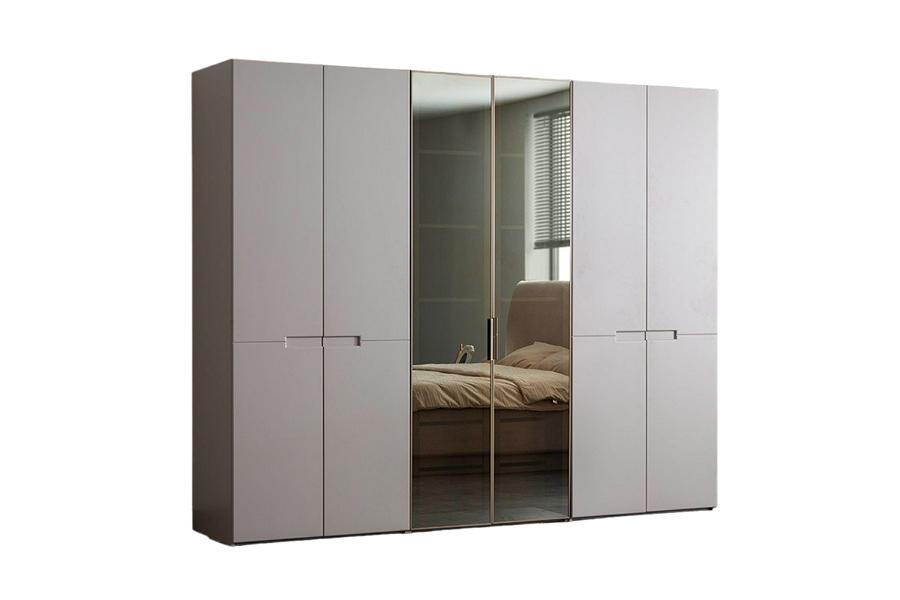 Gray Taupe Wardrobe Modern Bedroom Cabinet Furniture 6 doors