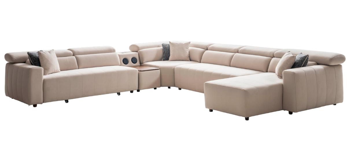 Corner Sofa Fabric U-Shape Bed Function Couch Design Upholstered Textile Corner Modern