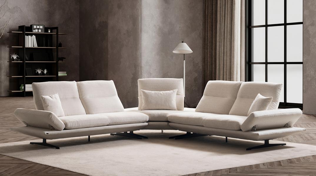 Sofa Couch Upholstery L-Shape Living Room Design Corner Textile White Luxury Sofas