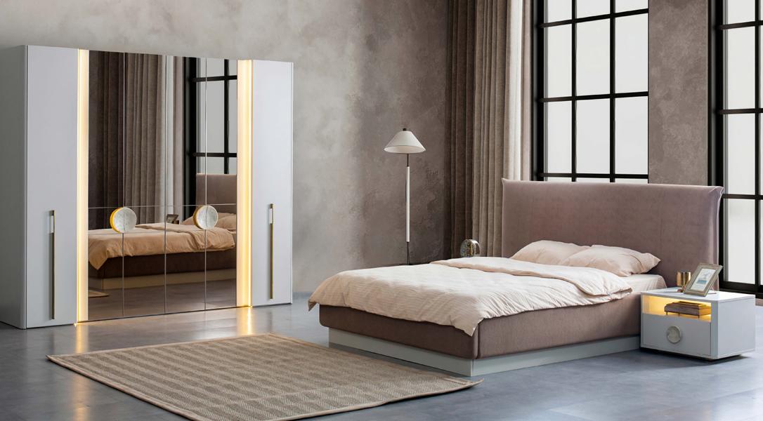 Complete bedroom furniture, double bed, wardrobe, bedside table, 2x set, 4 pieces.