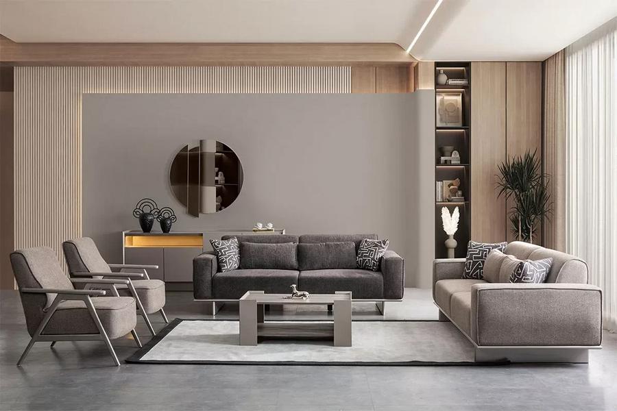 Modern fabric upholstered sofa set, 4-piece sofa furniture.