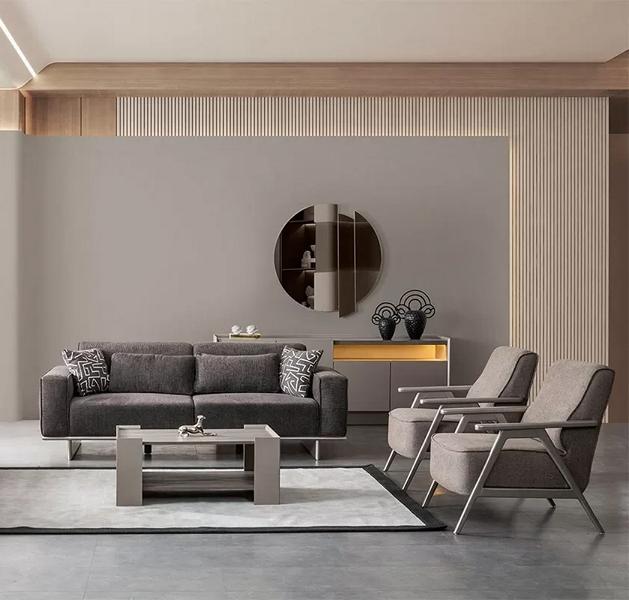 Gray taupe seating group upholstery sofa set 3-piece fabric sofa