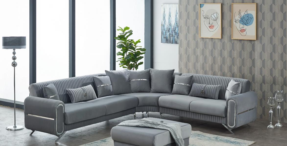 Corner sofa L shape fabric sofa gray couch corner design luxury